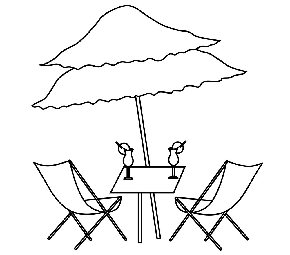 Beach Table with Cocktails